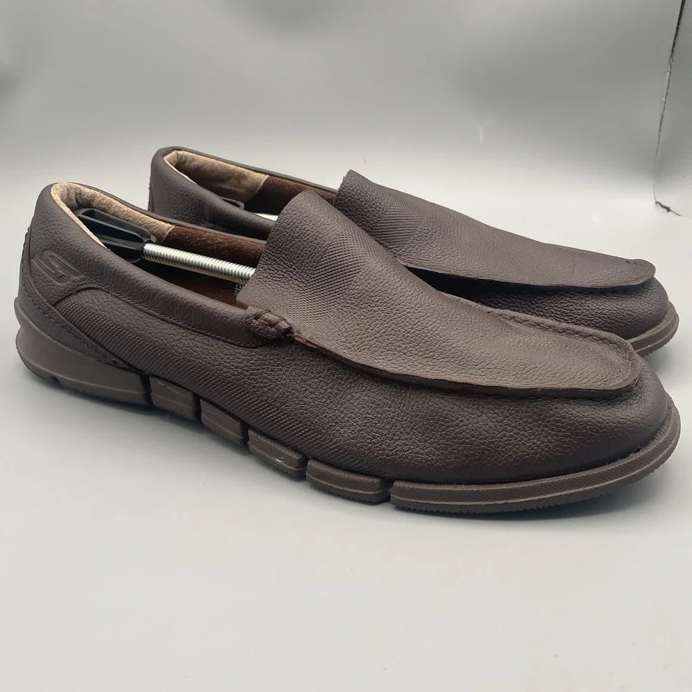Skechers Mens Size 13 On The Go BIONIC MOC Brown Leather Shoes Goga Mat